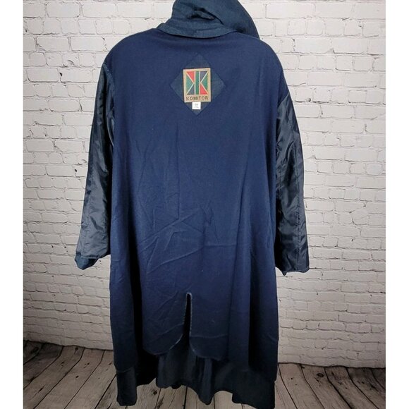 VTG Komitor Navy Buttoned Removable Liner Pockets Trench Coat 20W - Picture 8 of 16